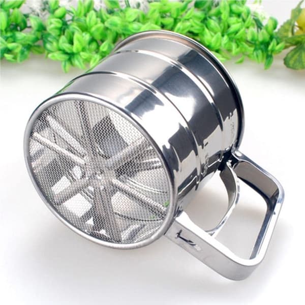 Ryster sigte i rustfrit stål Pulversigte Kop Slidstærk Lækker Net Rustfri Mel sigte til Mel Flormelis