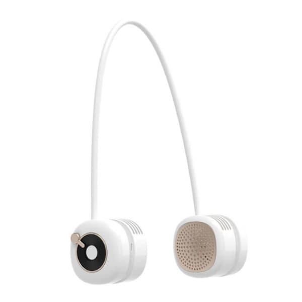 Bærbar USB-halsventilator, aluminiumslegering, genopladelig – hvid