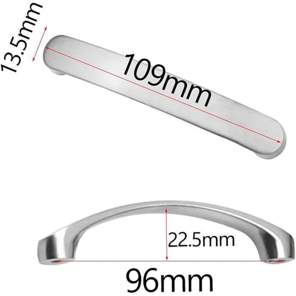 Möbelhandtag i silveraluminium - 96 mm centrumavstånd, set om 6