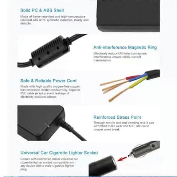 220V til 12V 10A bilstrømadapter - sigarettenneradapter - 12V biltilbehør