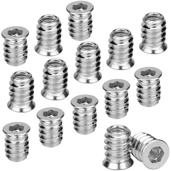 M6 x 15 mm treinnskruingsmutter - Pakke med 100, sinklegering, Ø12 mm hode (Ø8 mm borehull)