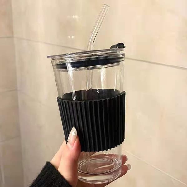 450 ml kaffekopp, mjölkkopp, tekopp, glas, kopp med sugrör, svart kopp
