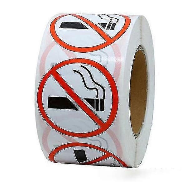 500kpl/rulla Tupakointi kielletty -logo Kyltti Ravintola Bussi Kauppa Pyöreät Varoitustarrat