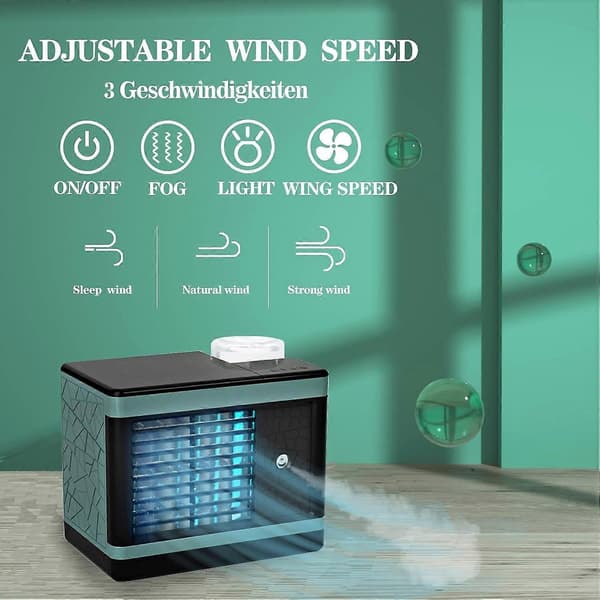 Mobil Aircondition Mini Luftkøler USB Luftkøler Ventilator med Luftfugter