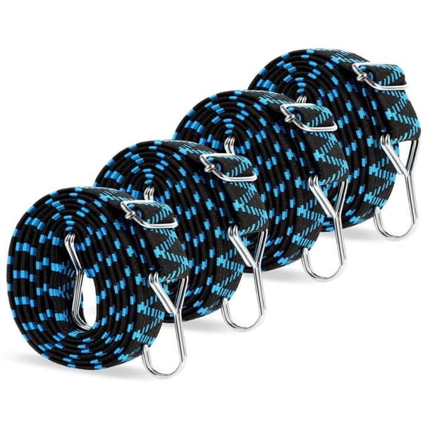 2m elastiskt spännband (4-pack) - 30mm brett - Justerbart 1-2m - 800kg kapacitet