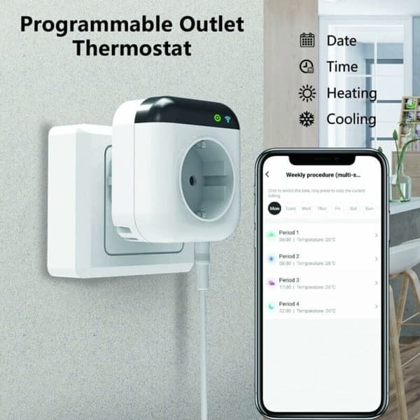 Programmerbar WiFi termostatstik med sensor, WiFi digitalt kontrolstik med app