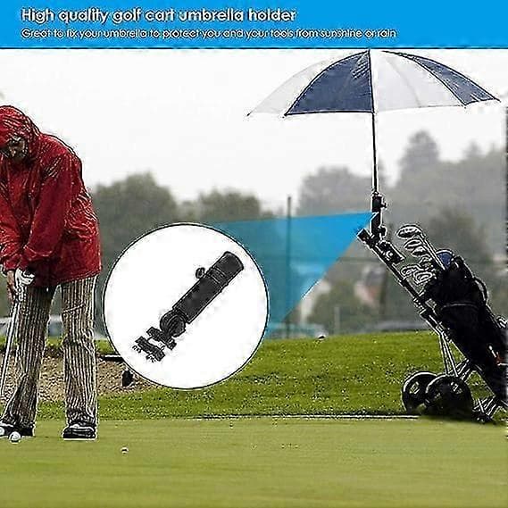 Golfparaplyholder - Universal Justerbar Golfvogn Paraplyholder - Sort