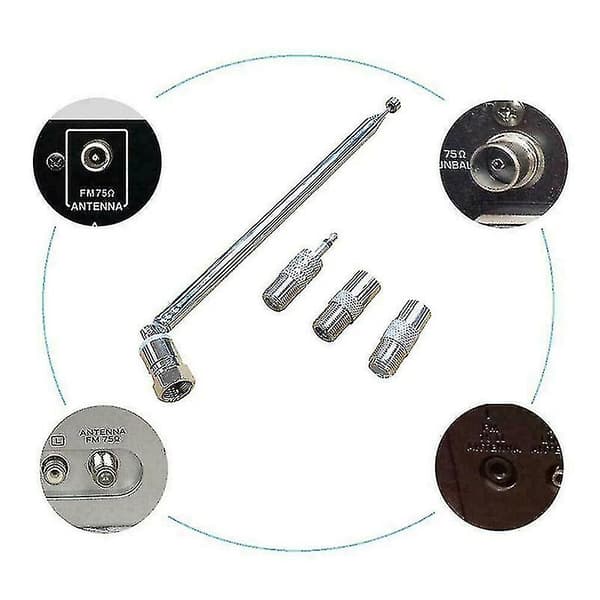 75 Ohm Teleskopisk DAB Radioantenne for HiFi AV-mottaker Minisystem, FM