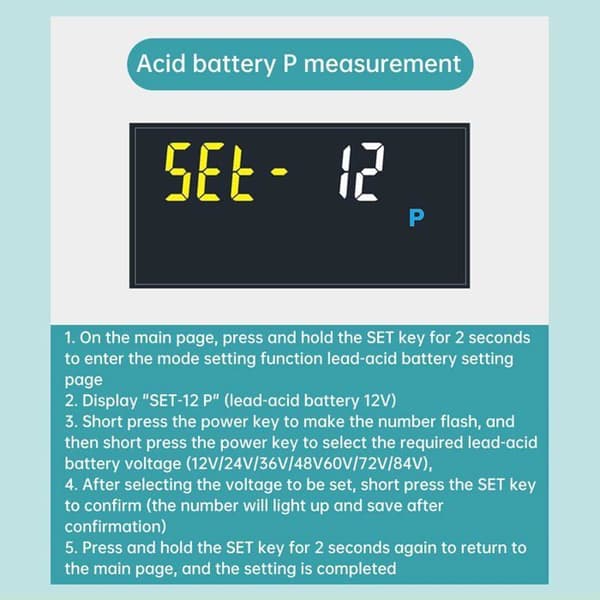 DC 7-100V Lithium Batterikapacitetstester - Farvedisplay, Indikator for 12V–84V