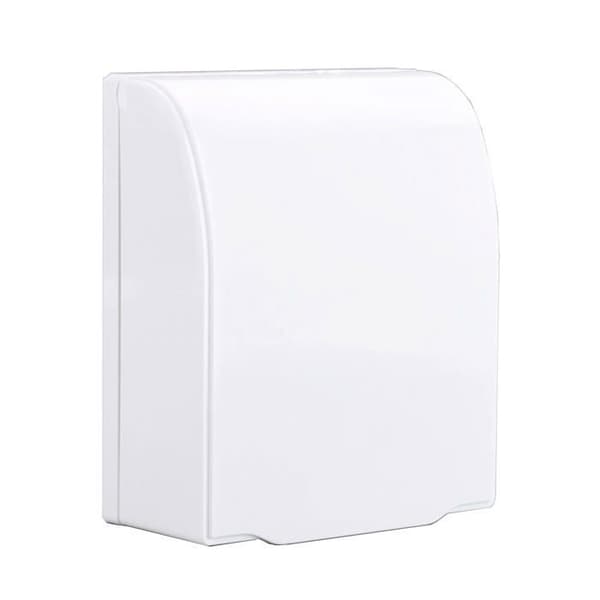 Valkoinen läpinäkyvä vedenpitävä pistorasian suojakotelo – 99×112×42 mm