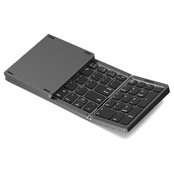 Foldbart, trådløst USB-genopladeligt tastatur til iOS, Android, Windows PC, bærbar computer, smartphone - Sort