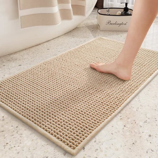 Skridsikker bademåtte 44 x 75 cm - Absorberende chenille, hurtigtørrende, vaskbar, beige