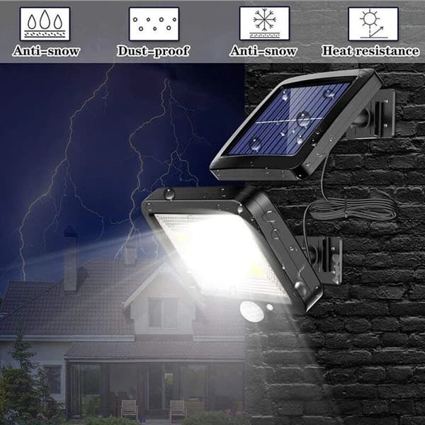 56 LED udendørs solcellelampe med bevægelsesdetektor, IP65-klassificering, separat solpanel og 5m kabel