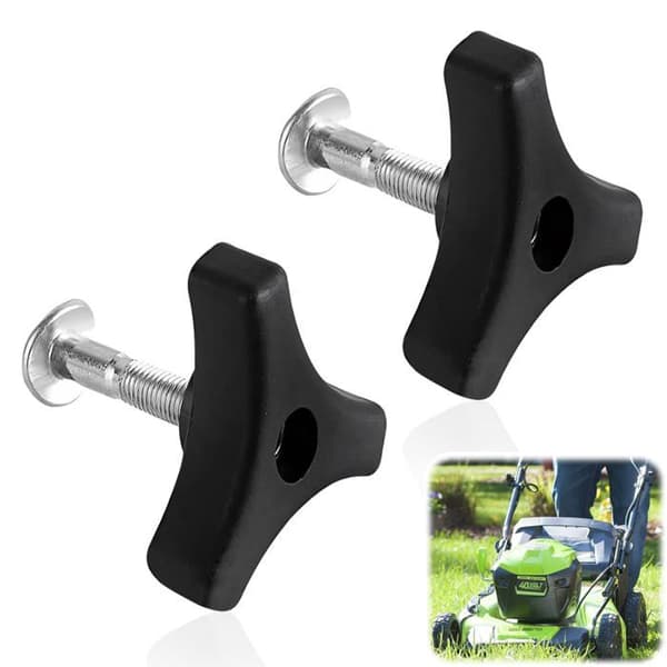 2x gressklipperhåndtak/boltknapper - 55x43 mm hode, 6 mm gjenger, rustfri