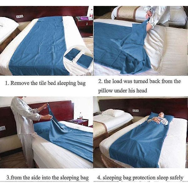 Sovsäcksfoder Resa Camping Lakan Lätt Sovsäck Blue 82.7 x 63 Inch