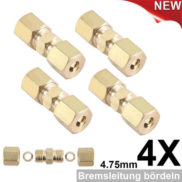 Set med 4 bromskabelanslutningar för bromsledningar - 4,75 mm - Galvaniserad koppar