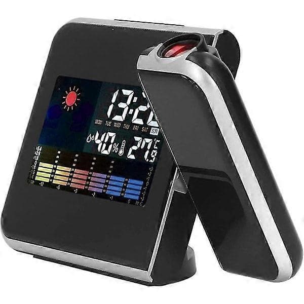 Projektionsväckarklocka, väderklocka sängklocka med 180 projektor, LCD digital klocka med 12/24H för sovrum