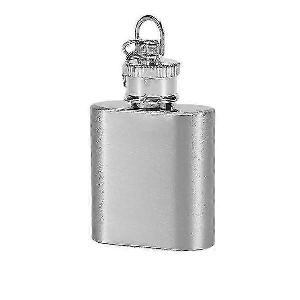 2 kpl mini ruostumattomasta teräksestä valmistettua taskumattia avaimenperällä (1oz+2oz)
