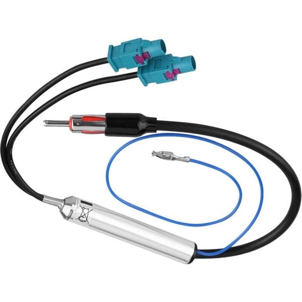 SKAA-39D Antenneadapter - Dobbelt Fakra til DIN Han - 46cm Kabel - 12V Strømforsyning