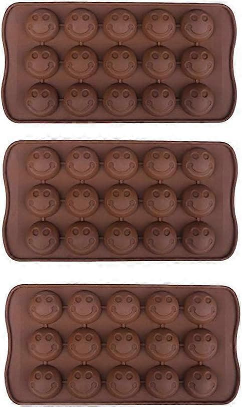 3-pack X Smiley Face Emoji Iskub Choklad Tvål Form Silikon Party Maker
