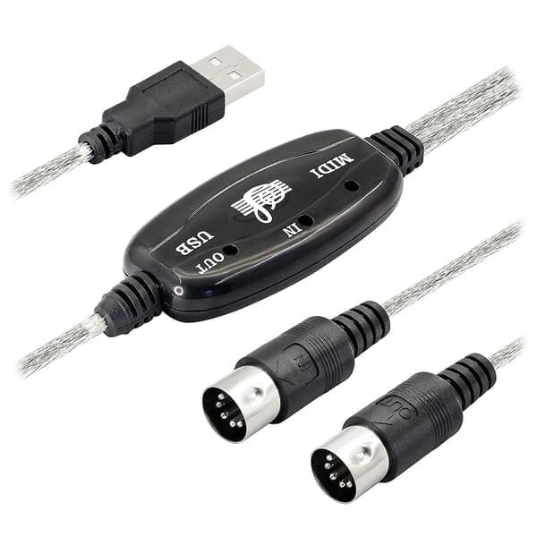 USB Midi Kabel Adapter, USB Type A Han til Midi Din 5 Pin In-ud Kabel Interface med LED Indikator [DB] Som vist