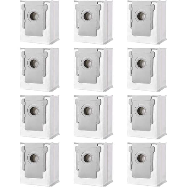 Pakke med 12 kompatible erstatningsposer til iRobot i7 i7+ / i7 Plus E5 E6 E7 S9, støvsugertilbehør til Roomba i7, til grundlæggende støvsugning..