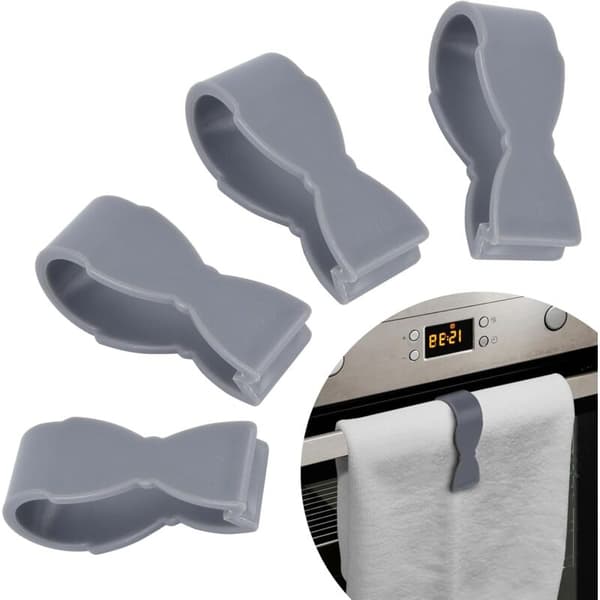 4-pack handduksklämmor, förhindrar att de faller, för kök, ugn, badrum, diskmaskin
