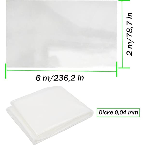 Drivhusfolie, transparent drivhusfolie, til havetunneldrivhuse af polyethylen (2 x 6m)