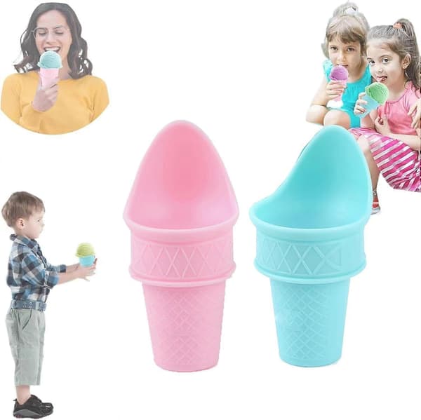 Kiddie Cones Iskremkuler, Mini Iskremkjeks, Gjenbrukbar Iskremkjeks Snøkjeglestativ for Barn Småbarn (2 stk)