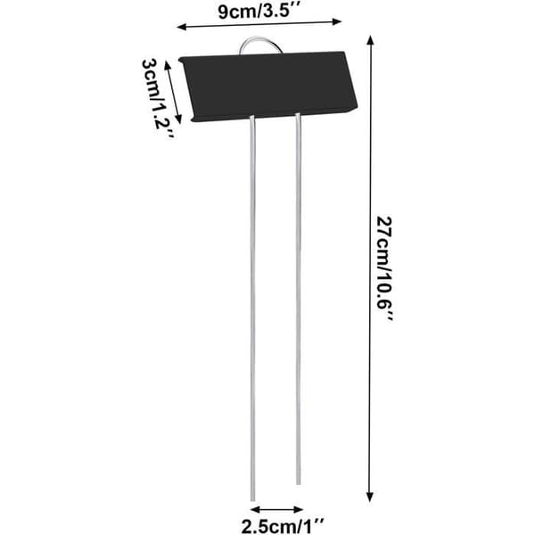 12-pak plantemærker - Titaniumbelagt rustfrit stål - 27 cm - Sort