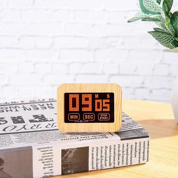 Digital kökstimer med trädesign för matlagning, stora siffror, högt larm, magnetisk baksida och stativ, matlagningstimer för bakning.