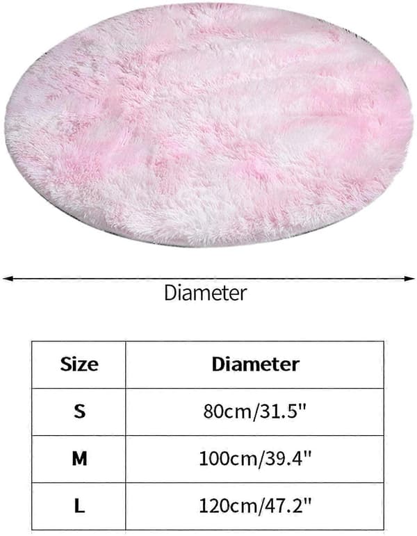 Diameter 80cm/31.5\" Runde tæpper, fluffy runde tæpper, bløde plys tæpper velegnet til soveværelse/stue (Tie-dye pink)