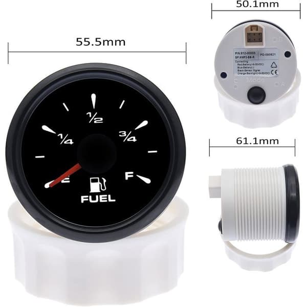 Bränslenivåmätare, LED digital display 1/2 EF 3/4E-F 52 mm 0-190 ohm 240-33 ohm