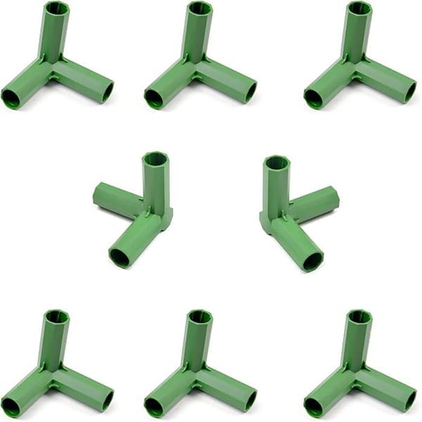 3-vägs rätvinklig koppling för 16 mm växthus - 10-pack, grön plast