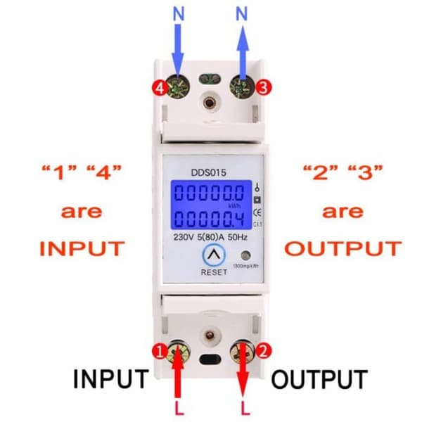 Enfas energimåler 5-80A 230V 50Hz LCD - Digital wattmeter