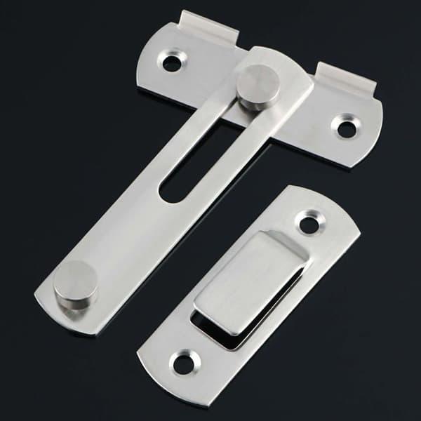 Skyvedørlås i børstet rustfritt stål 100×70 mm med skruer