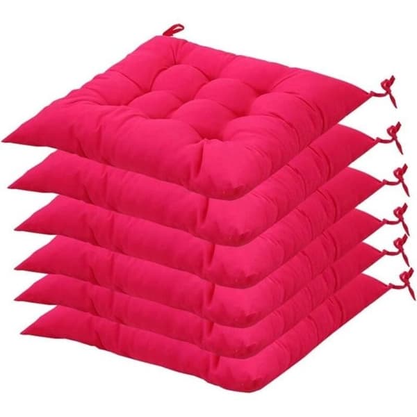 Stolputer, sett med 6 stk. - 40x40x5 cm - 9/16-punkts tufting - Med bånd