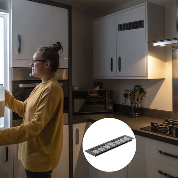 Rektangulær ventilationsrist 30 x 8 cm i sort aluminium – 2 stk.