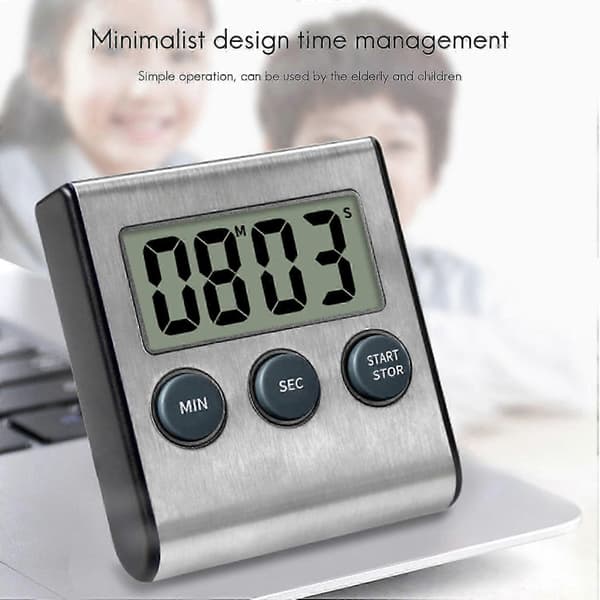 Kjøkkentimer, Digital Kjøkkentimer, Høy Alarm Rustfritt Stål Timer for Matlaging, Baking