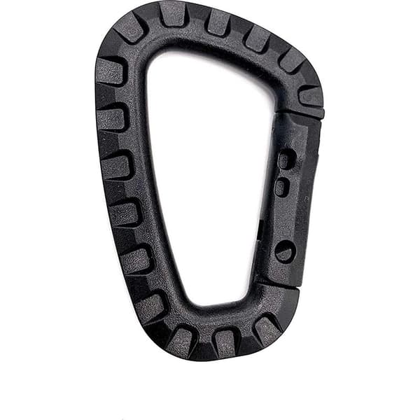 Set med 5 D-formade karbinhakar i plast - Svart