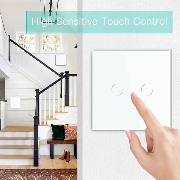 2-vägs touchströmbrytare - Härdat glas - LED-indikator - Neutralledare ingår ej