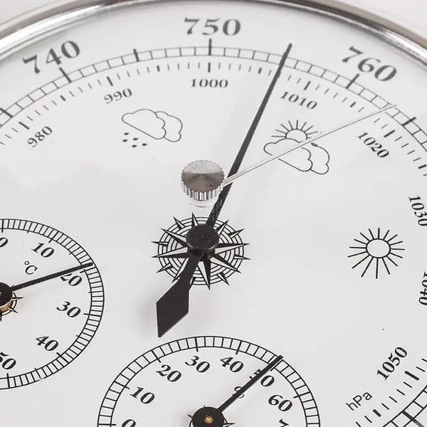 Skivetermometer hygrometer med 130 mm termometer, hygrometer og atmosfærisk trykk, barometertermometer hygrometer med ramme
