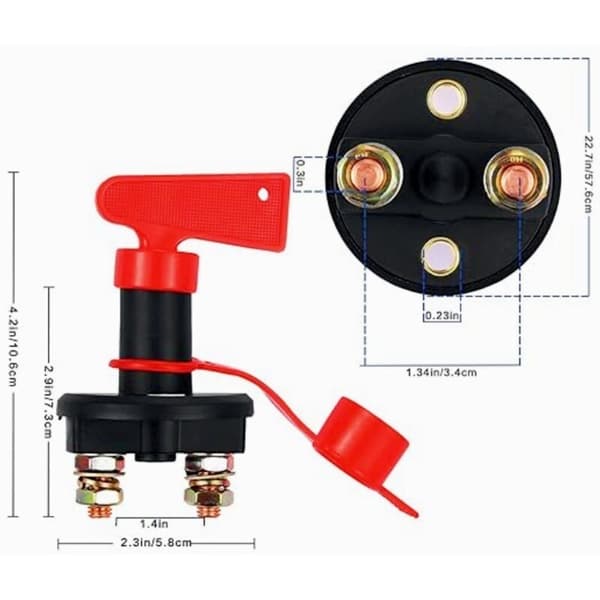 Pakke med afbryder til bilbatteri, nødstrømafbryder, 12V/24V