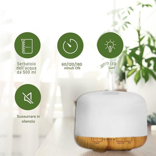 500 ml USB Aromaterapidiffusor - Uppladdningsbar - Ljusterapi - Luftrenare