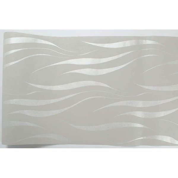 Non-woven tapet 0,53×10 m 3D vattenväxtmönster silver/grå — modern minimalistisk