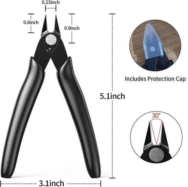 Mini sidetang 13 cm – pakke med 2, krom-vanadiumstål, PVC-håndtak