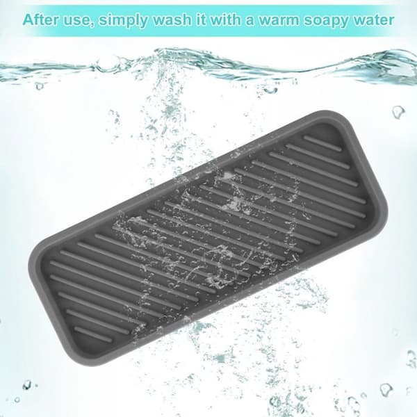 Droppmattor, 2-pack - Silikon, 22,8 x 9 cm - Halkfria - Randiga