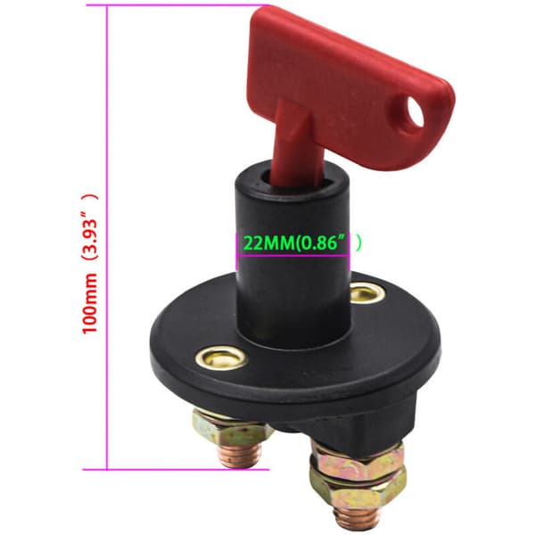 Bilbatteri afbryder, 12/24V, 150A maks., isolatorafbryder, nød-bilbatteri afbryder, lastbil, båd, køretøjer