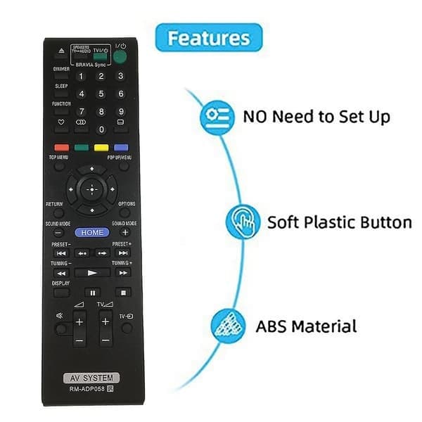 -adp058 Hemmabiofjärrkontroll Blu-ray Fjärrkontroll Bdv-e280 Bdv-e380 Fjärrkontroll [DB] svart