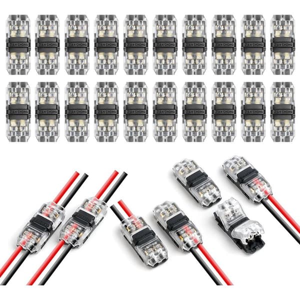 20 Stykker 2-bens H-formede elektriske ledningsforbindere, 20/22 AWG Hurtigkabelstik til Bil, Lys, Lyd